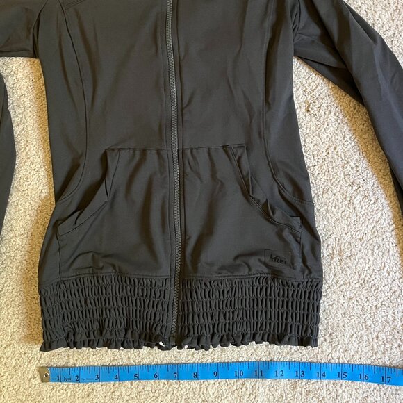 REI *Charcoal Gray* Lightweight Zip-Up | Stretchy | XXS | Ruffle Details | EUC - Picture 5 of 13